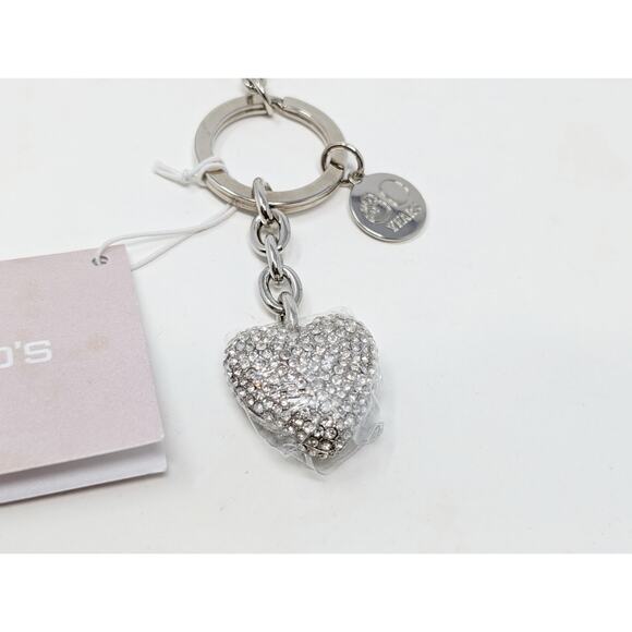 Chico's 30 Years Unforgettable Bling Rhinestone Heart Shaped Key Chain Fob New - Picture 2 of 5